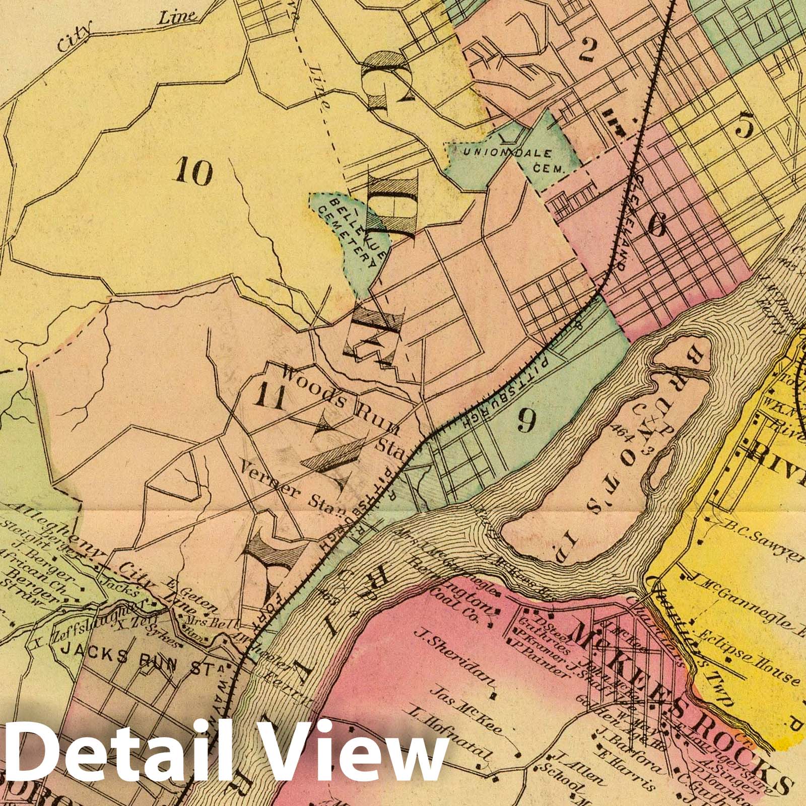 Upper Ohio River, Part I - Allegheny County, Pennsylvania, 1877 - Historical Map Print