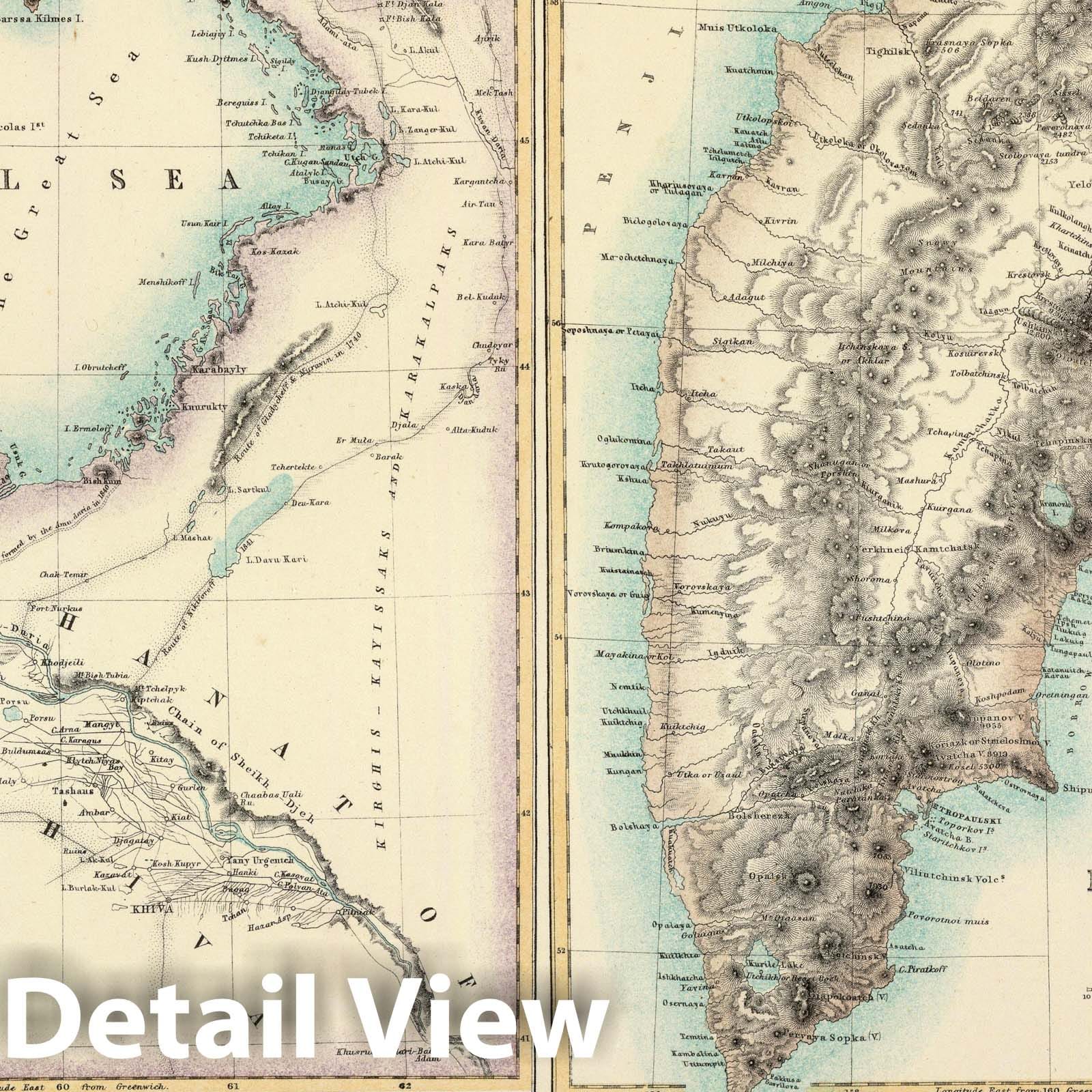 Russian Empire in Eastern and Western Asia, 1872 - Historical Map Print