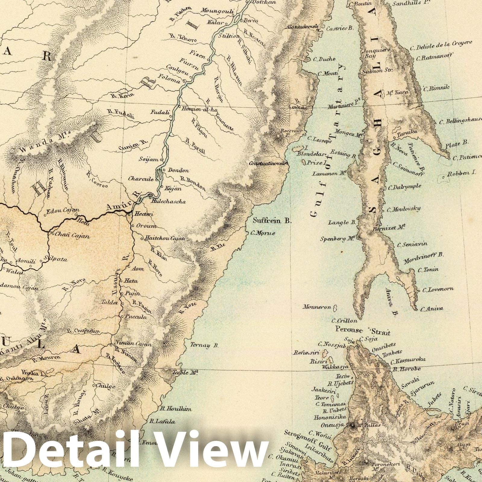 Japan, Manchuria, Kuril Islands and Nagasaki - River Map, 1872 - Historical Map Print