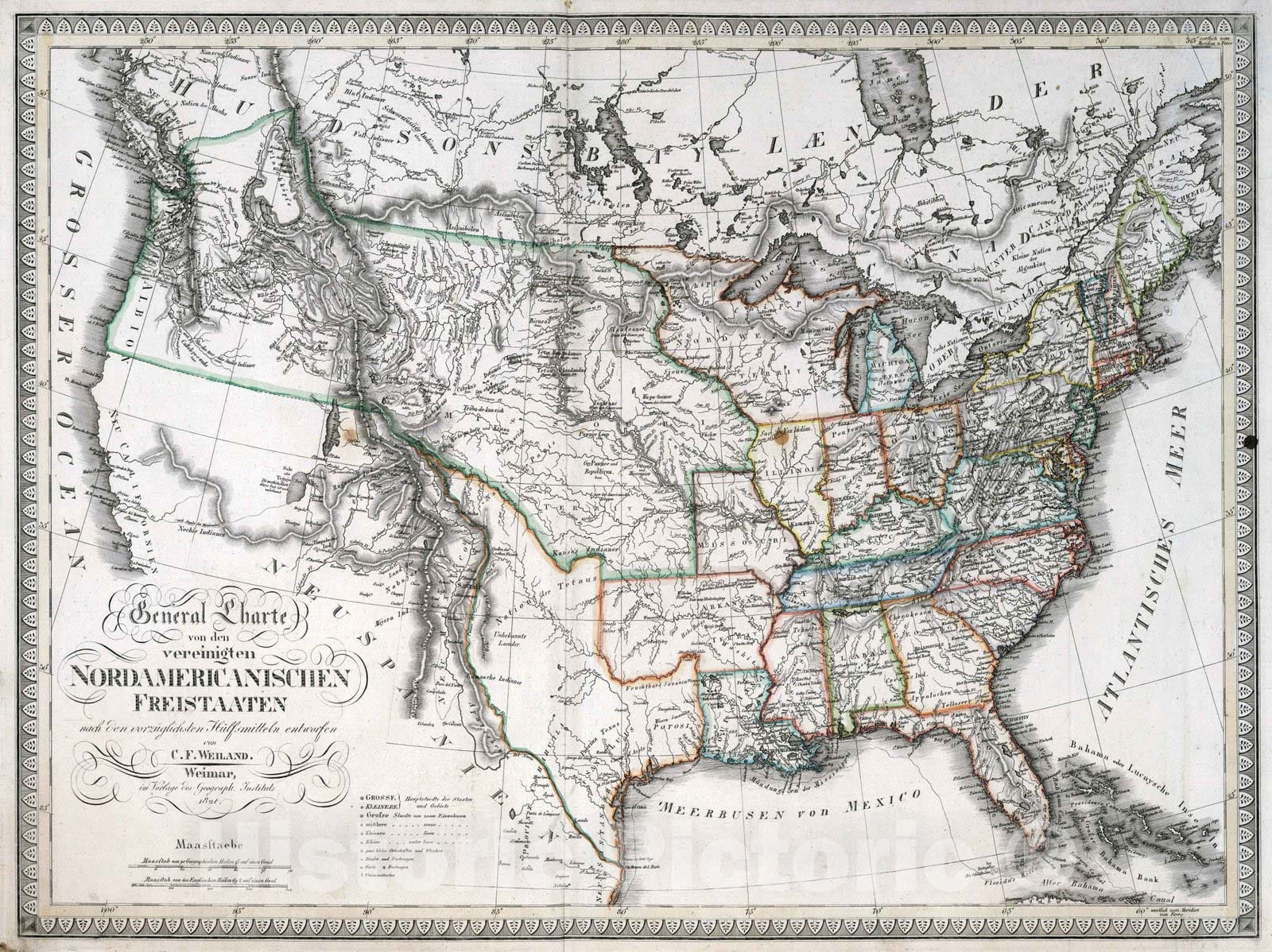 Historic Map : 1821 XVII. United States. - Vintage Wall Art