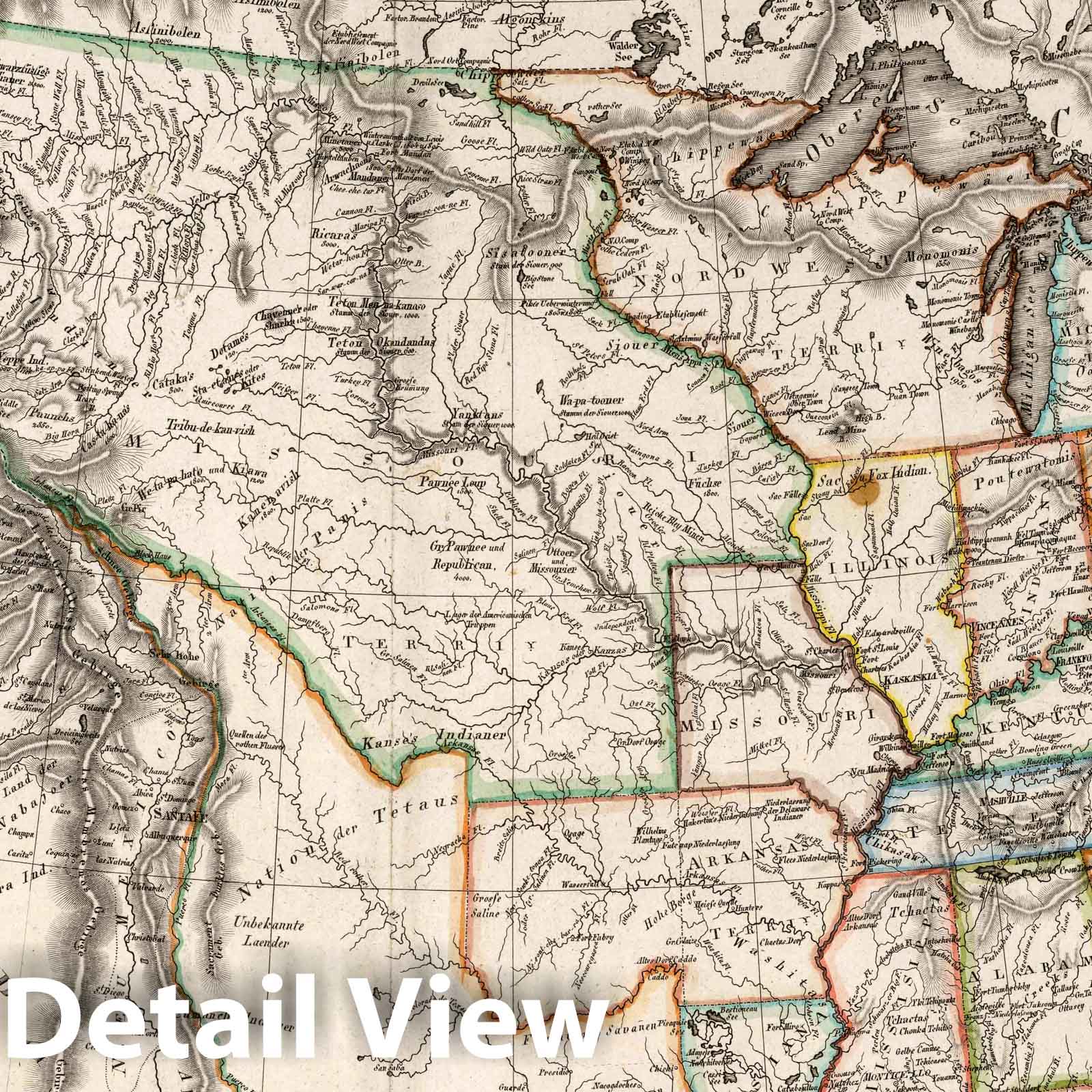 United States 1821 Historical Map Print - Hand-Colored German Atlas