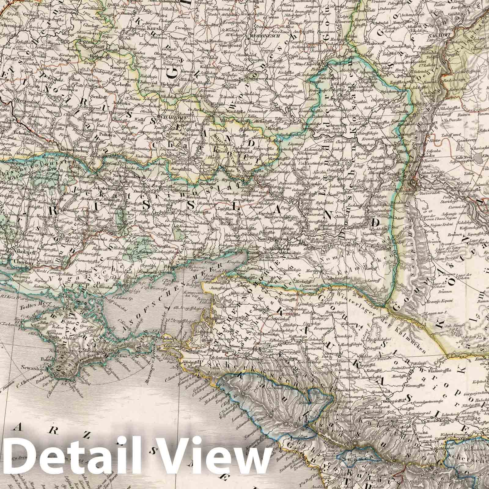 Russian Empire in Europe, Southern Part - Railroad Map, 1854