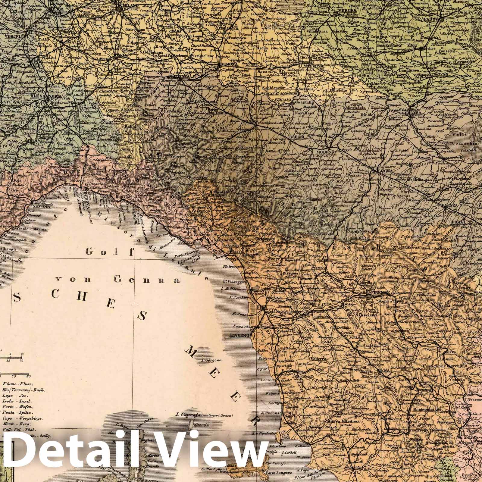 Upper and Middle Italy, 1886 - Historical Map Print