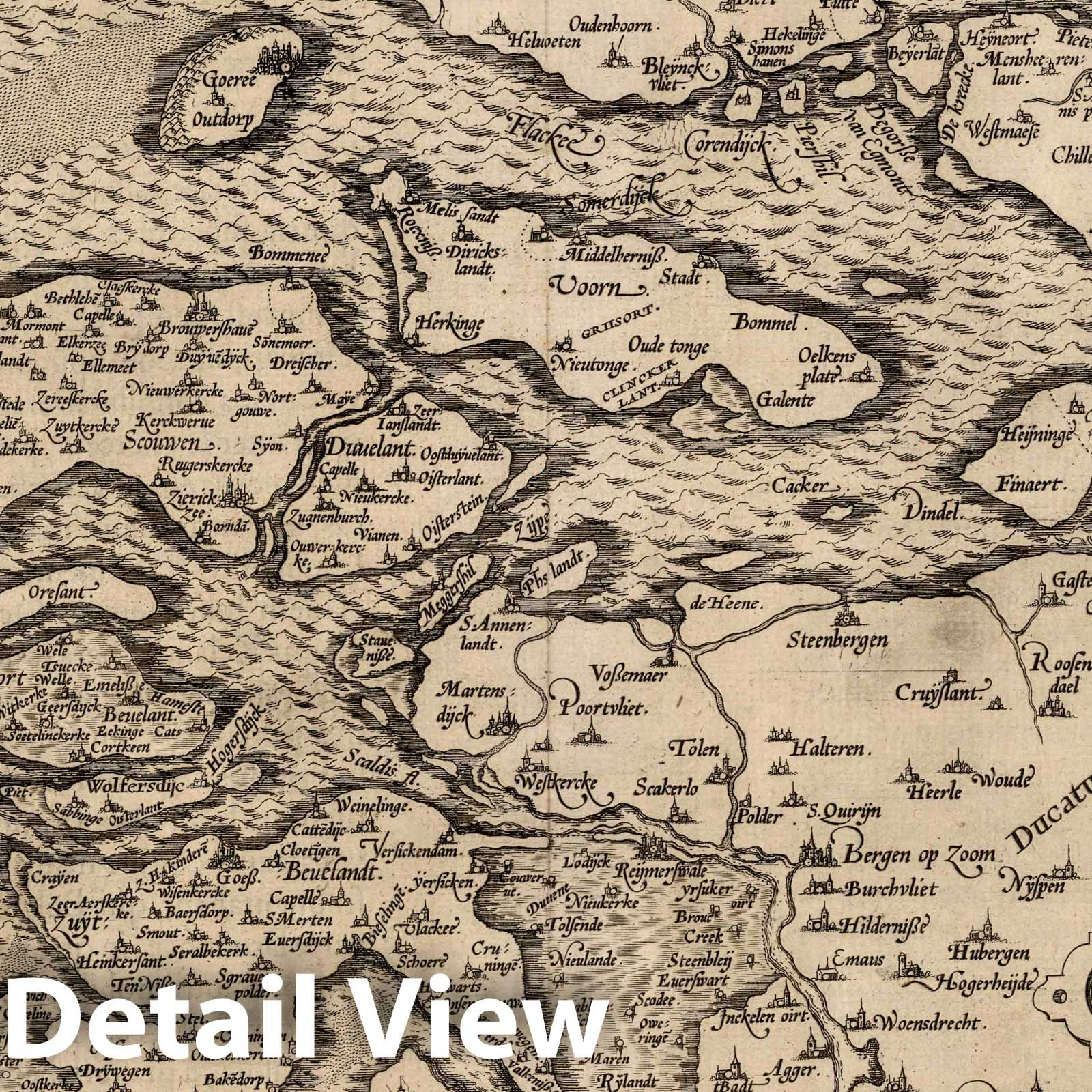 Zeeland Islands, 1570 - Historical Map Reproduction