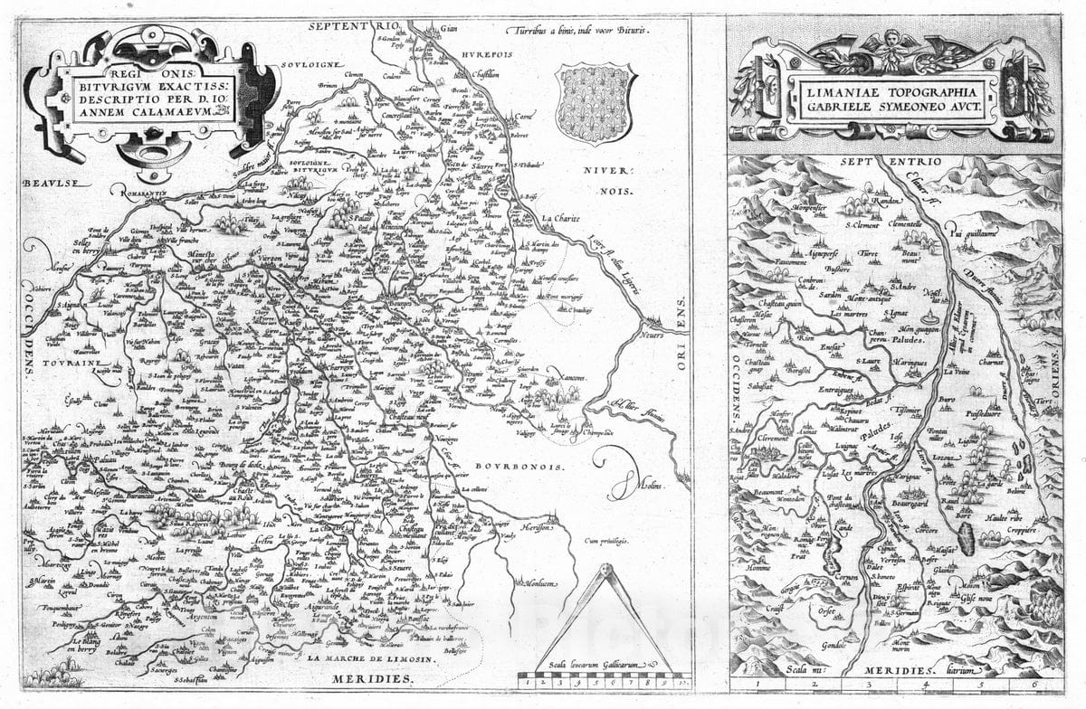 Historic Map : France, 1570 (10) Biturigum Exactiss. (with) Limaniae. , Vintage Wall Art