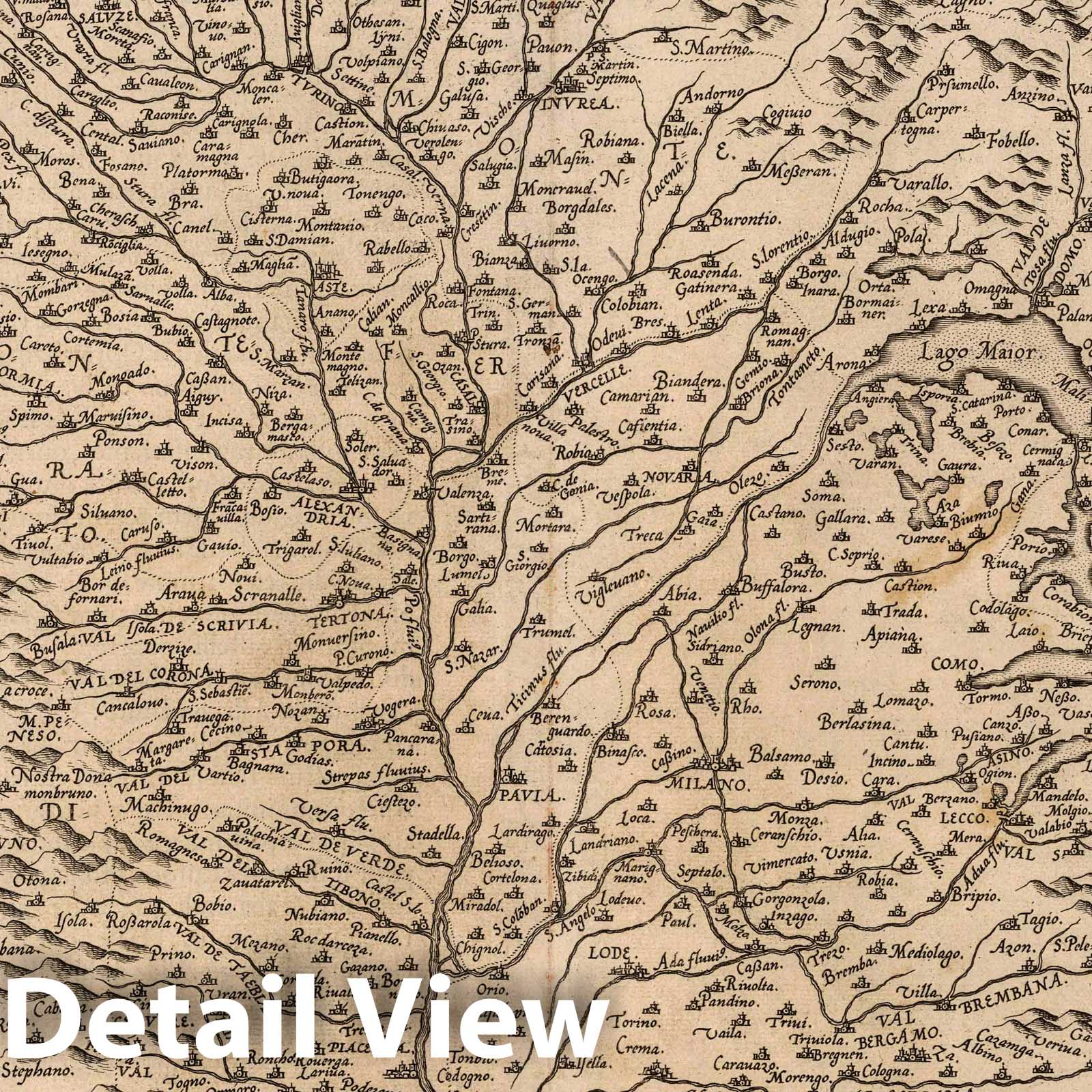 Duchy of Milan and Surrounding Regions, 1570 - Historical Map Reproduction