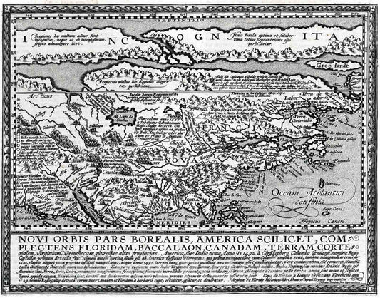 Historic Map : 1600 78. Novi orbis pars borealis, America. - Vintage Wall Art