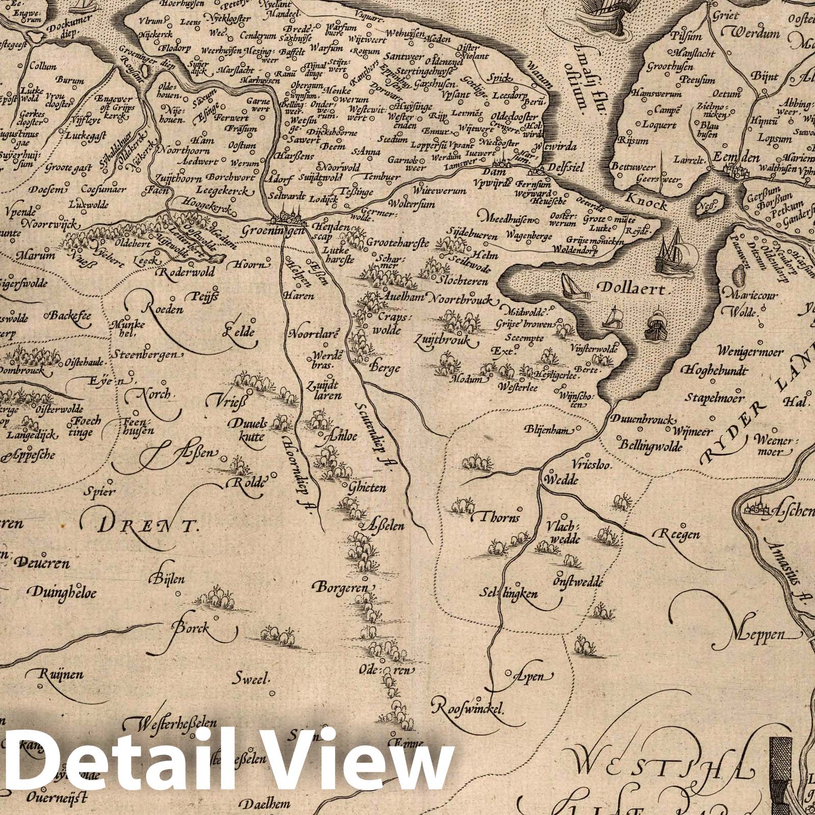 East and West Friesland, 1568 - Historical Map Print