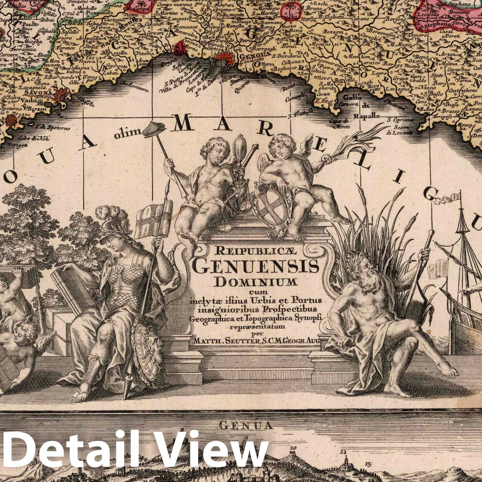 Republic of Genoa, 1788 - Historical Map Print with City Inset