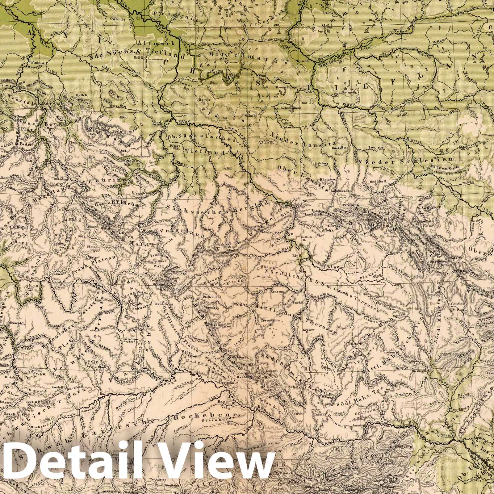 Germany: Topography and Hydrography - Physical Map, 1886