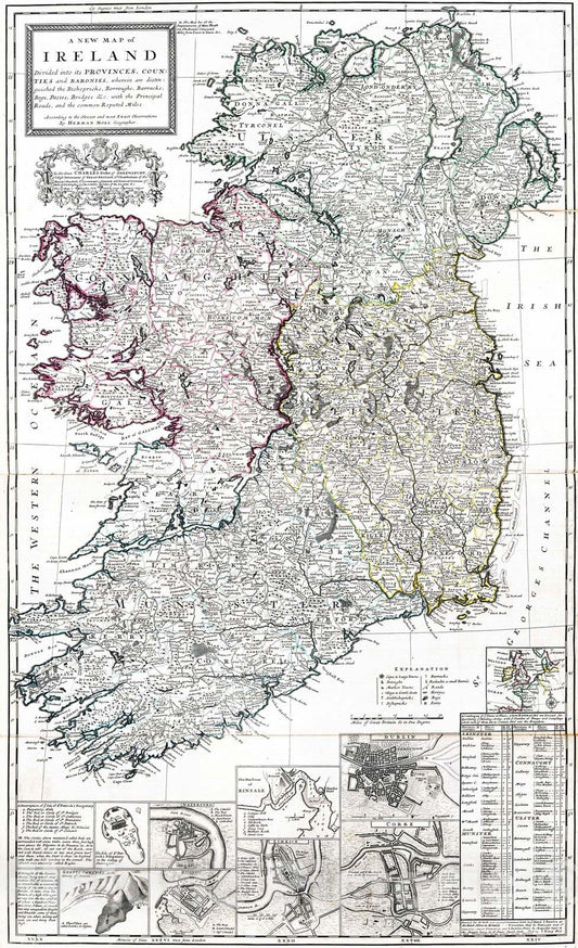 Historic Map : 1714 Ireland. - Vintage Wall Art