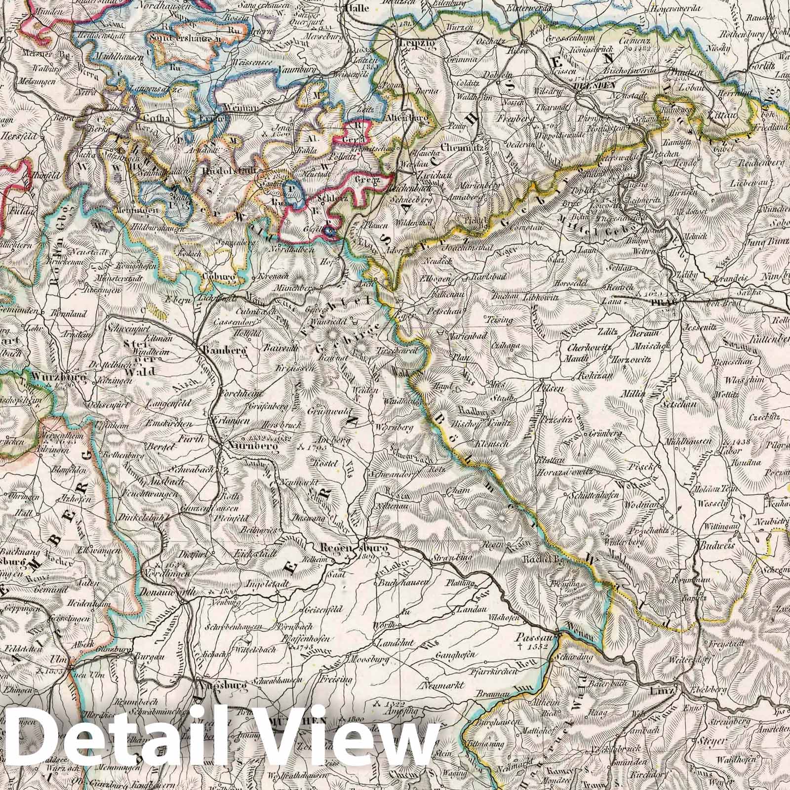 Germany - Travel Map, 1854 - Historical Map Print