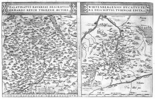 Historic Map : Germany, Bavaria, Germany 1570 (30) Palatinus Bavariae (with) Wirtenbergensis. , Vintage Wall Art