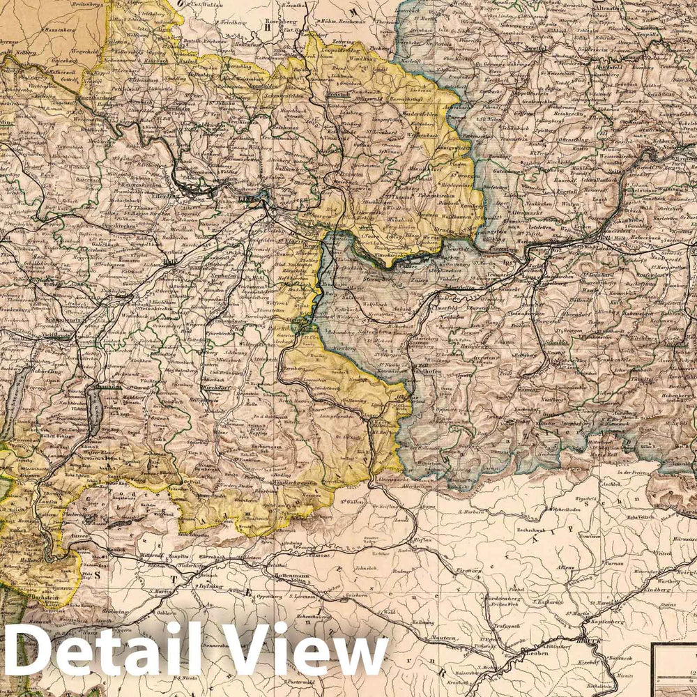 Historic Map : 1886 Lower and Upper Austria or the Duchy of Austria and the Duchy of Salzburg. - Vintage Wall Art