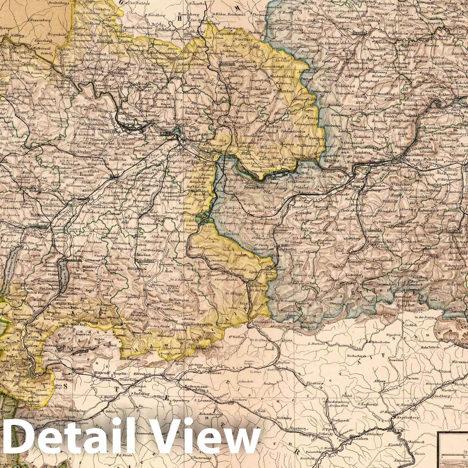 Lower and Upper Austria and Salzburg with Vienna, 1886 - Historical Map Print