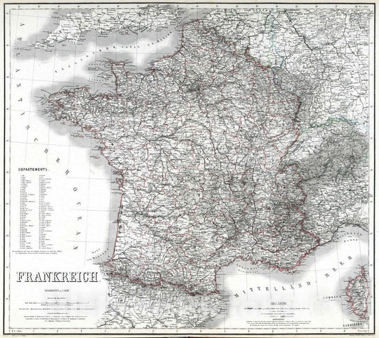 Historic Map : 1875 France : Vintage Wall Art