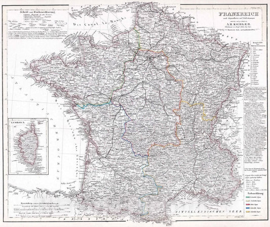 Historic Map : France, 1854 Frankreich , Vintage Wall Art
