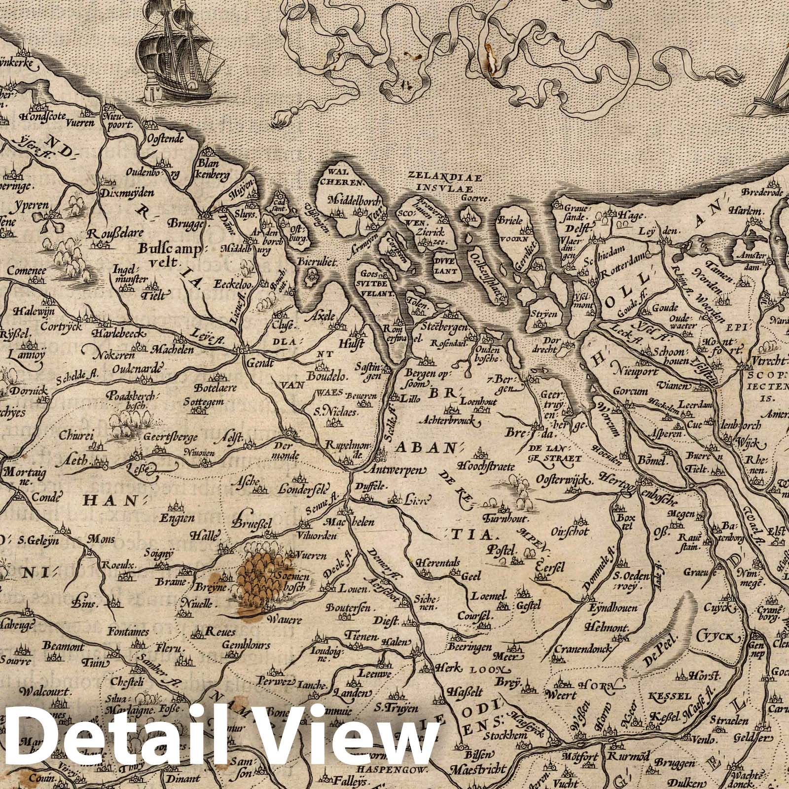 Lower Germany, 1570 - Historical Map Print from Theatrum Orbis Terrarum