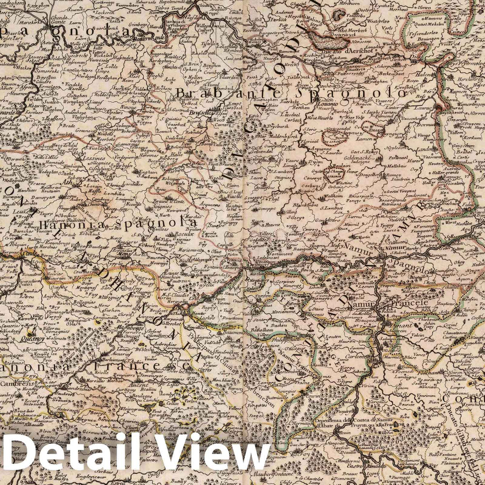 Historic Map : Belgium, , Europe 1689 Le diecisette provincie de Paesi Bassi, 48-49 , Vintage Wall Art