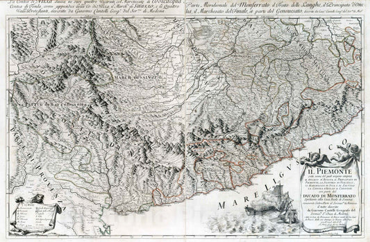 Historic Map : Italy, , Europe 1691 Il Piemonte sotto nome del quale vengono, Map 110-111 , Vintage Wall Art