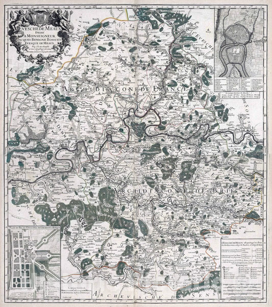 Historic Map : 1695 Composite Map: Eveschede Meaux. - Vintage Wall Art