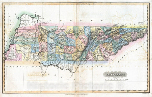 Historic Map : 1823 Tennessee. - Vintage Wall Art