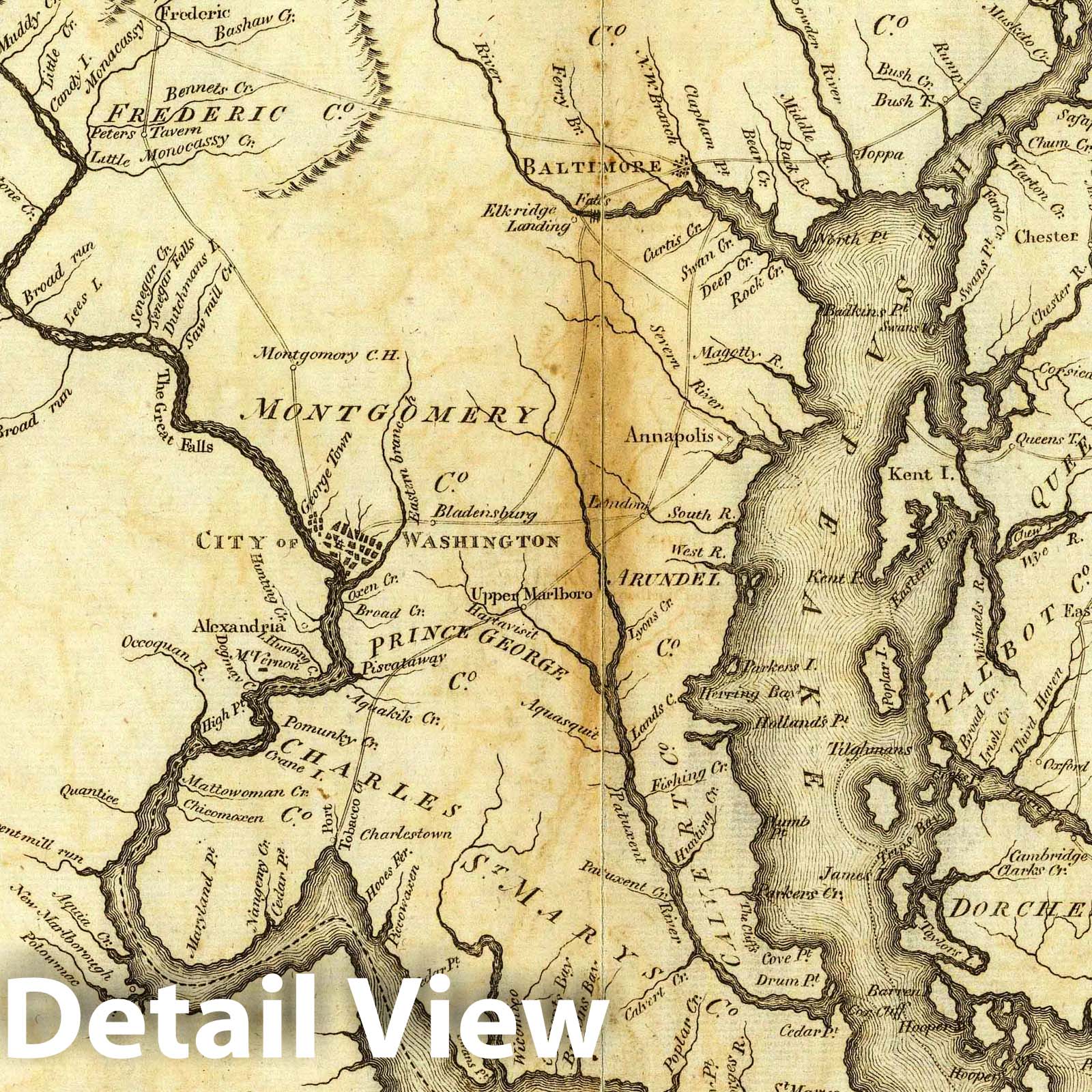 Maryland and Delaware - River Map, 1796 - Historical Map Print