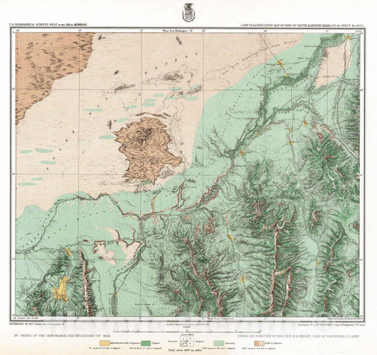 Historic Map : National Atlas - 1881 32C. Land Classification Map Of Part Of South Eastern Idaho. - Vintage Wall Art