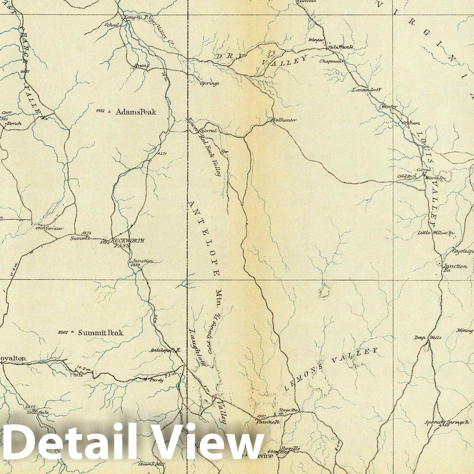 Eastern California and Western Nevada - Plate 47B, 47D, 1877 Topographic Map