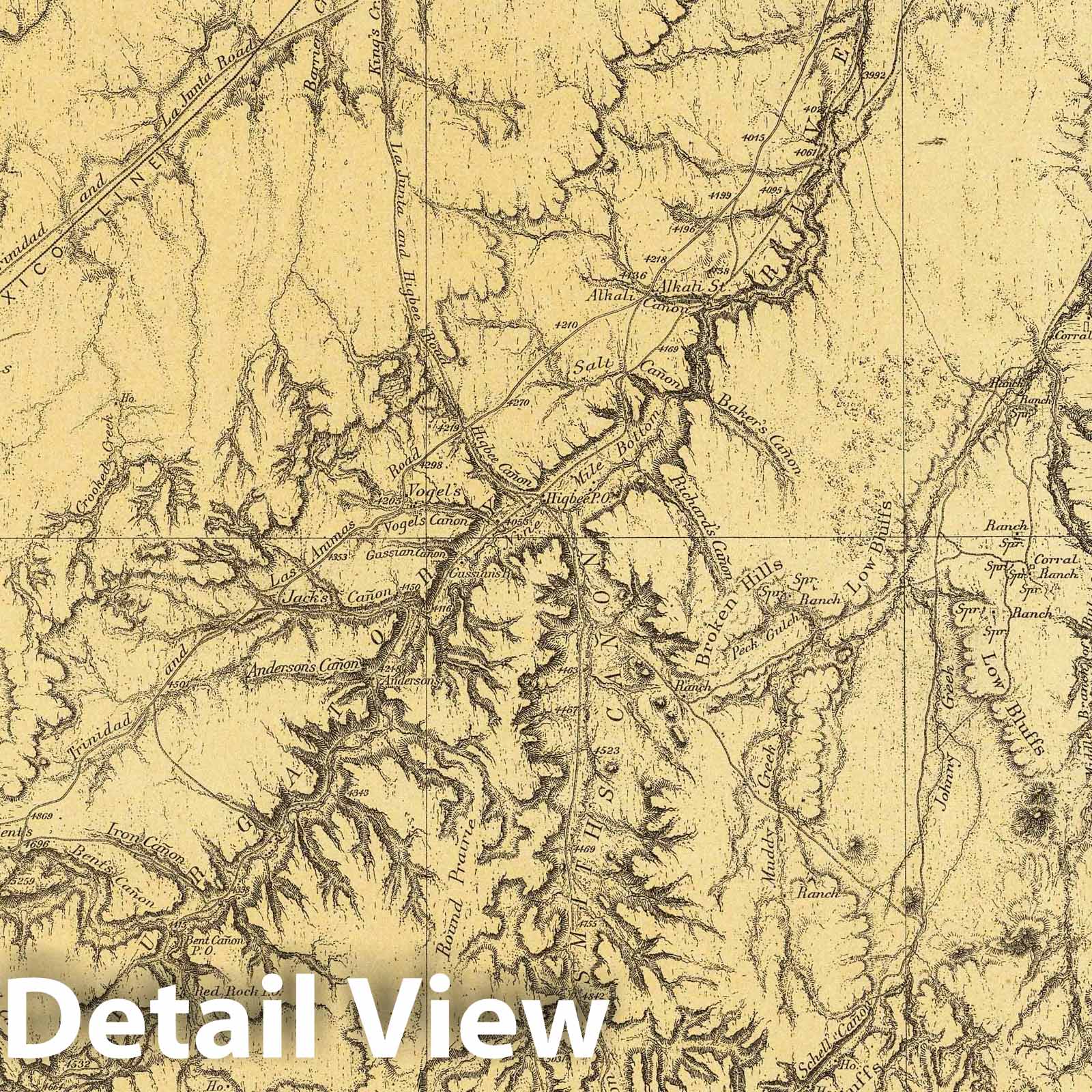 Wheeler Survey: Southeastern Colorado - Plate No. 62D, 1882 Historical Map Print