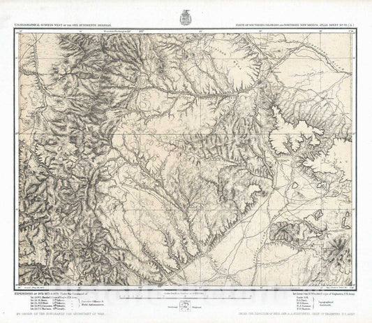 Historic Map : National Atlas - 1877 70A. Parts Of Southern Colorado And Northern New Mexico. - Vintage Wall Art