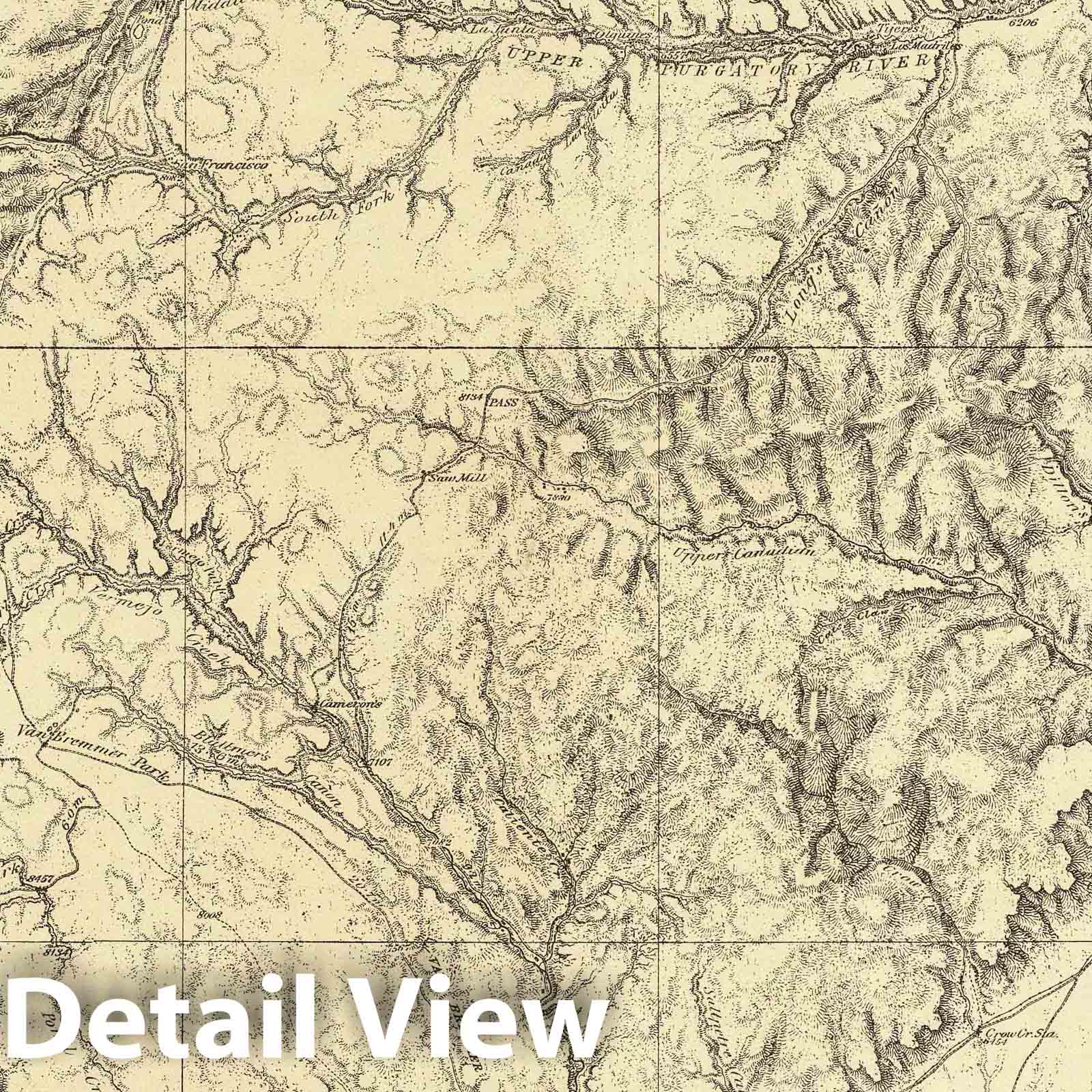 Southern Colorado and Northern New Mexico - Geologic Map, 1877