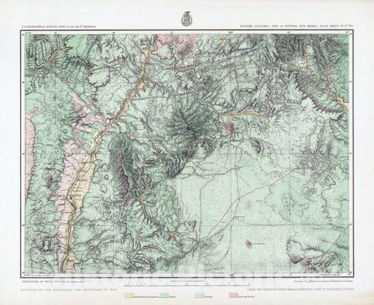 Historic Map : National Atlas - 1877 77B. Economic Features Part Of Central New Mexico. - Vintage Wall Art