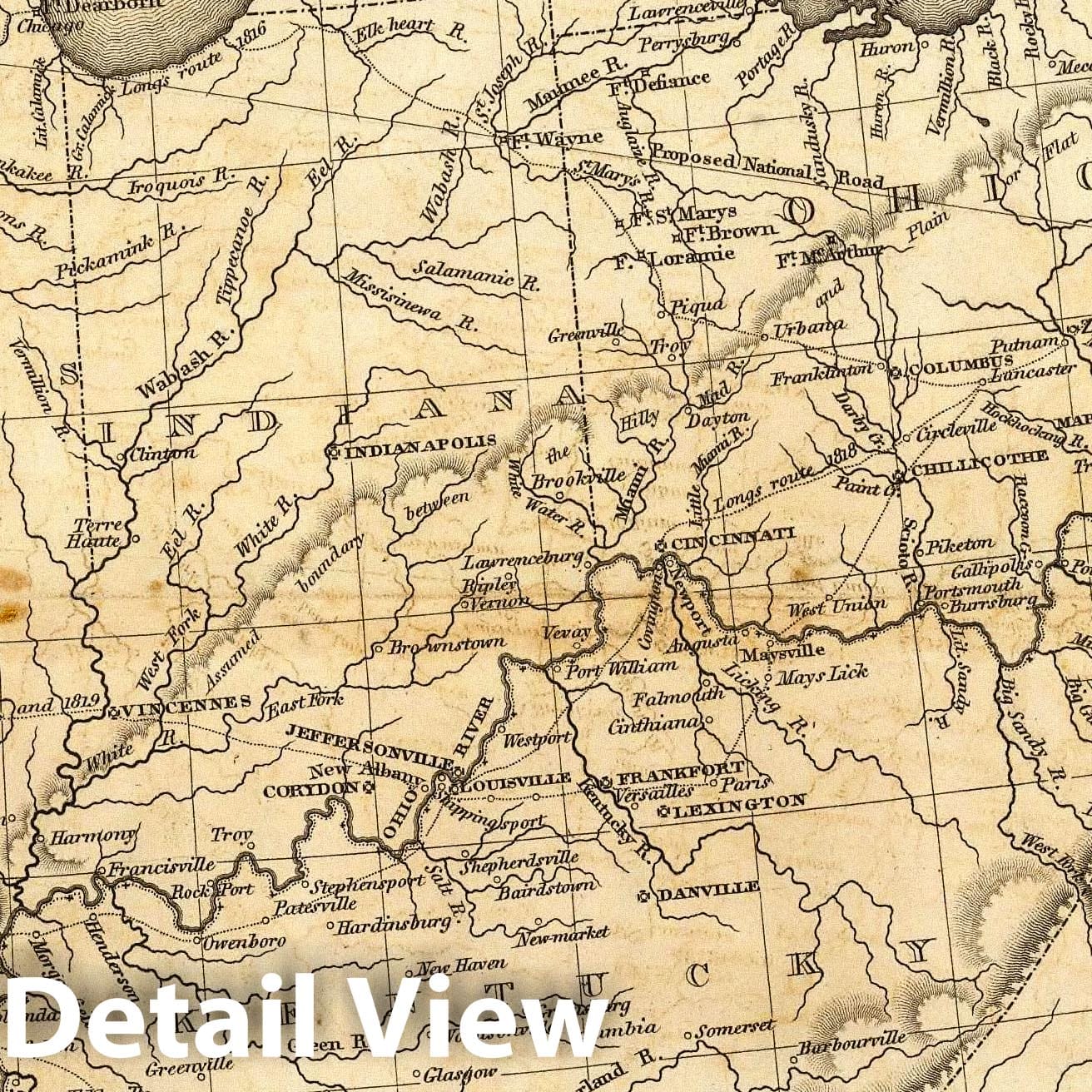 Country Drained by the Mississippi, Eastern Section - 1823 Topographic Map Print