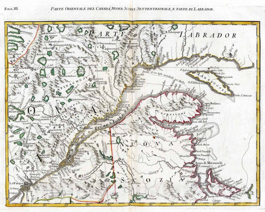 Historic Map : New Brunswick, 1778 Parte Orientale del Canada, Nuova Scozia Settentrionale, e Parte di Labrador. , Vintage Wall Art
