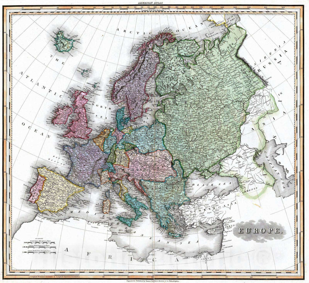 Historic Map : 1823 Europe. v1 - Vintage Wall Art