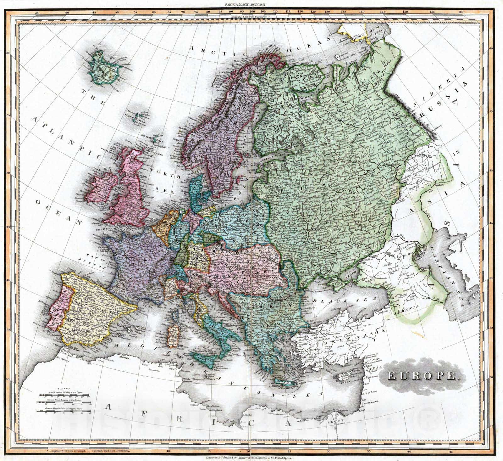 Historic Map : 1823 Europe. v1 - Vintage Wall Art