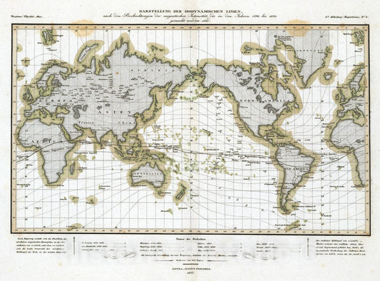 Historic Map : 1837 Darstellung Der Isodynamischen Linien. - Vintage Wall Art