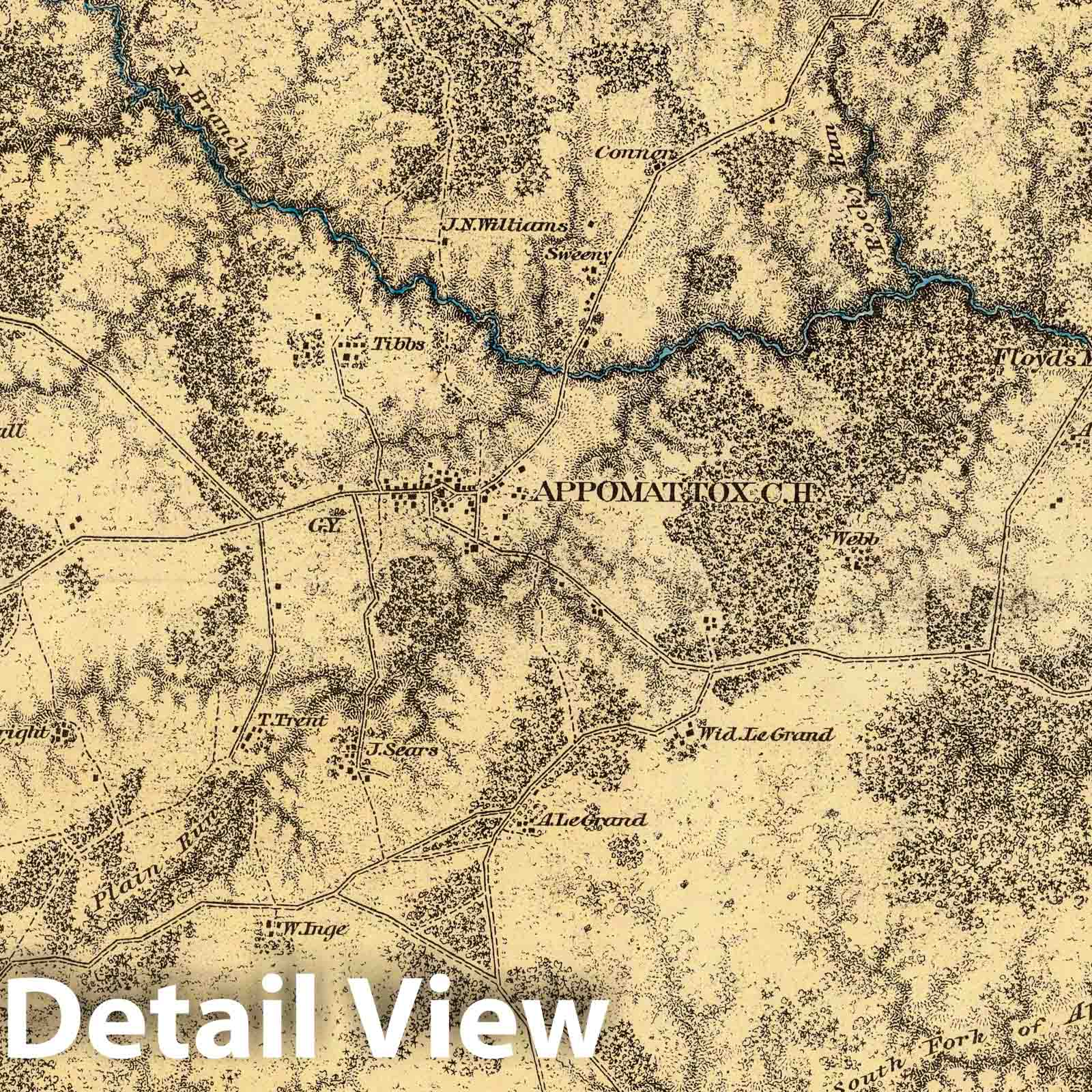 Civil War: Appomattox Court House, Virginia - Railroad Map, 1869