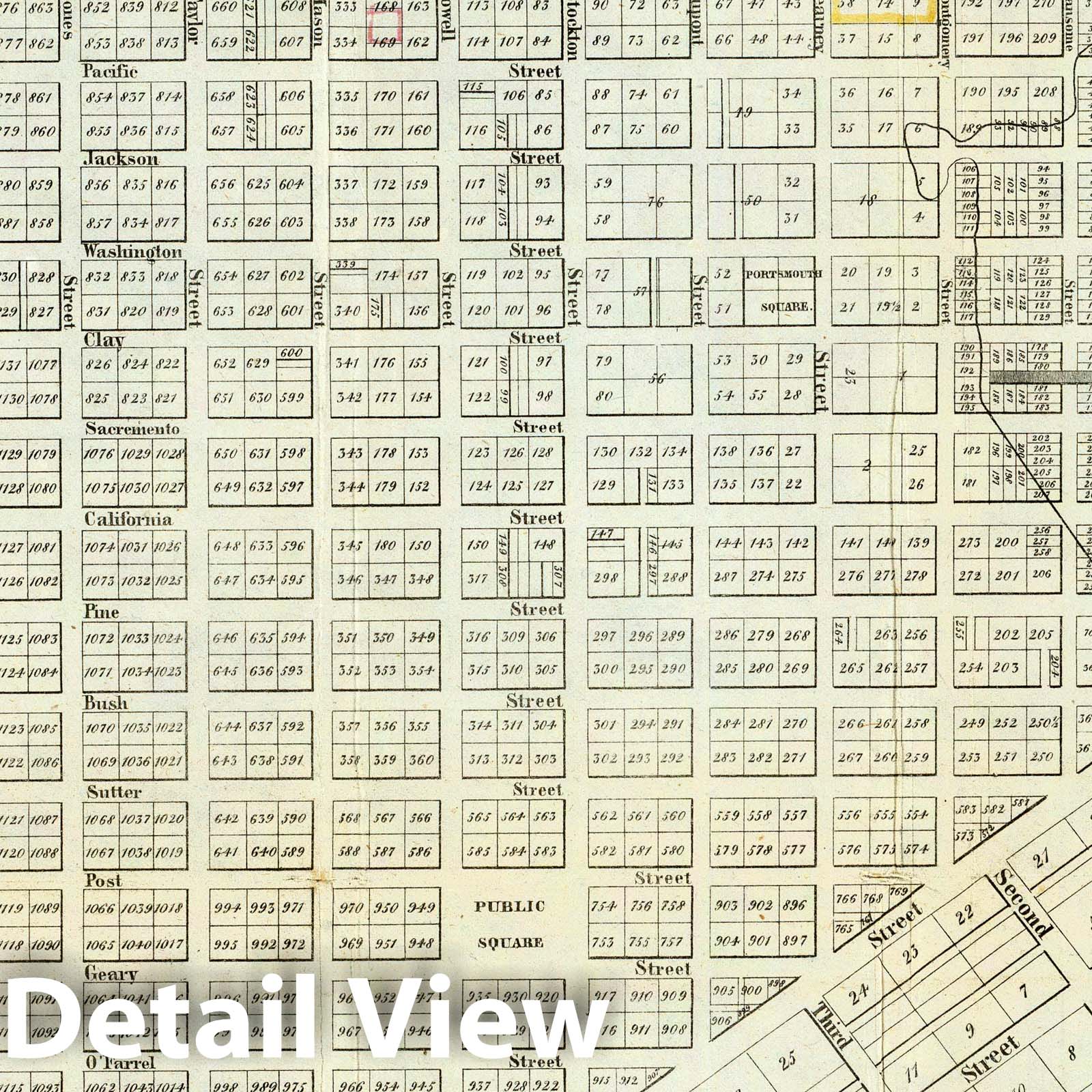 San Francisco, California - Survey Map, 1851 - Historical Map Print