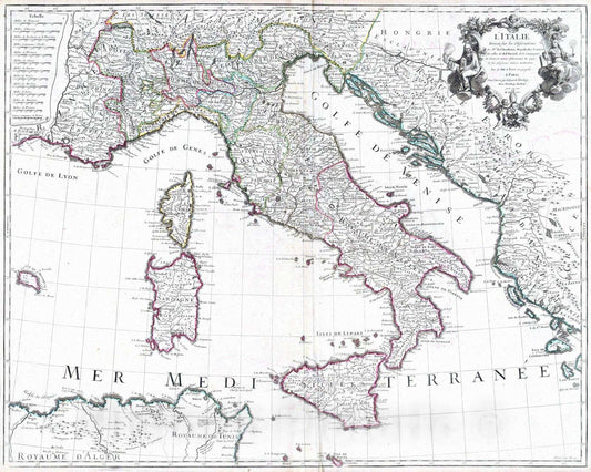 Historic Map : Italy; Slovenia, 1700 L'Italie. , Vintage Wall Art