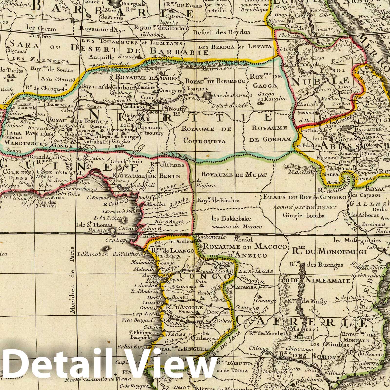 Africa - Route Map, 1722 - Delisle Historical Map Print