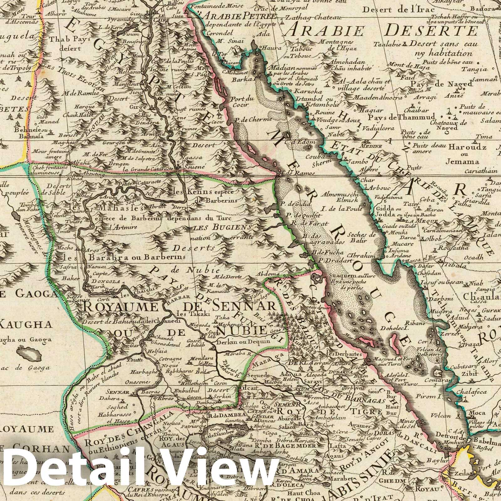 Egypt, Nubia, and Abyssinia - Route Map, 1707 - Historical Map Print