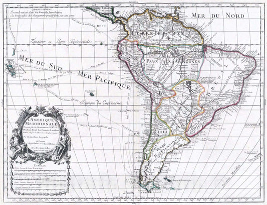 Historic Map : 1705 L'Amerique Meridionale. - Vintage Wall Art