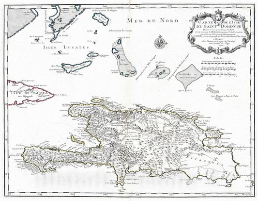 Historic Map : Dominican Republic; Haiti, , West Indies 1725 Saint Domingue. , Vintage Wall Art