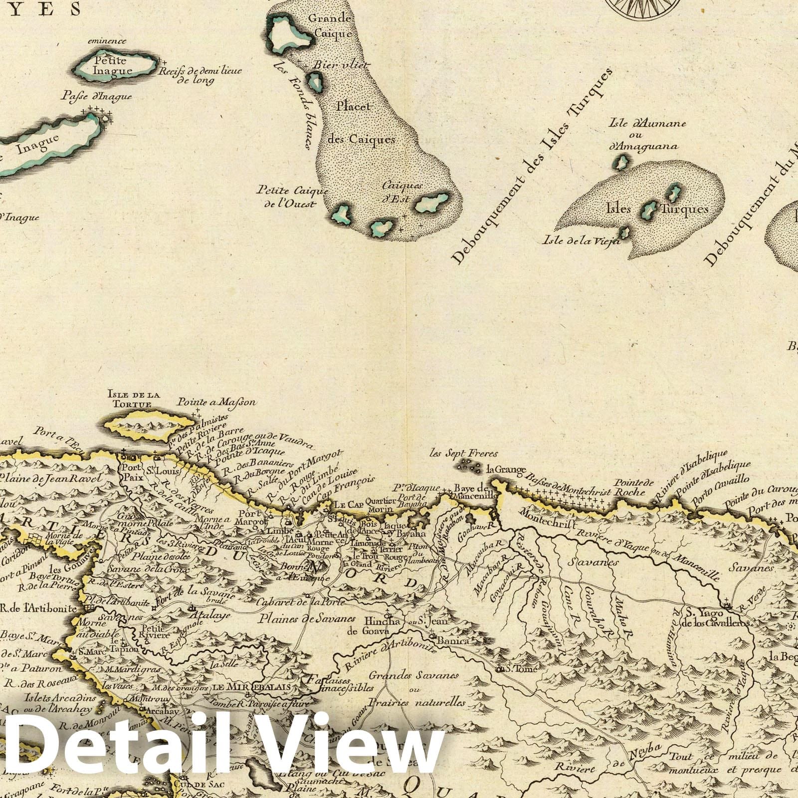 Saint-Domingue (Hispaniola) - Route Map, 1725 - Historical Map Print