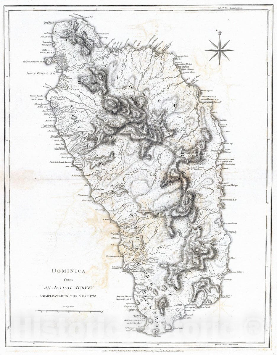 Historic Wall Map : 1775 Dominica. - Vintage Wall Art