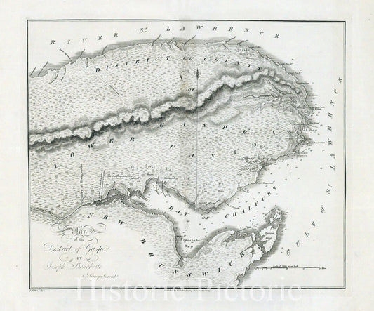 Gaspe District, Quebec - Nautical Chart, 1815 - Historical Map Print