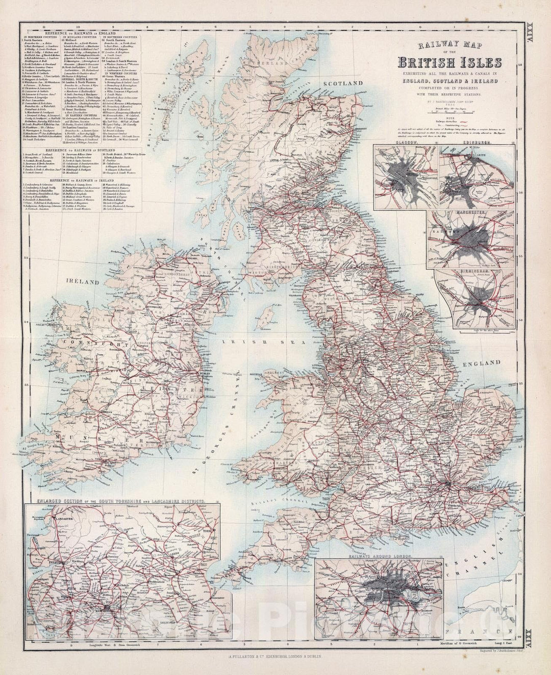 Historic Map : 1872 Railway Map of the British Isles. - Vintage Wall Art