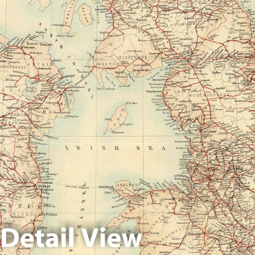 Historic Map : 1872 Railway Map of the British Isles. - Vintage Wall Art